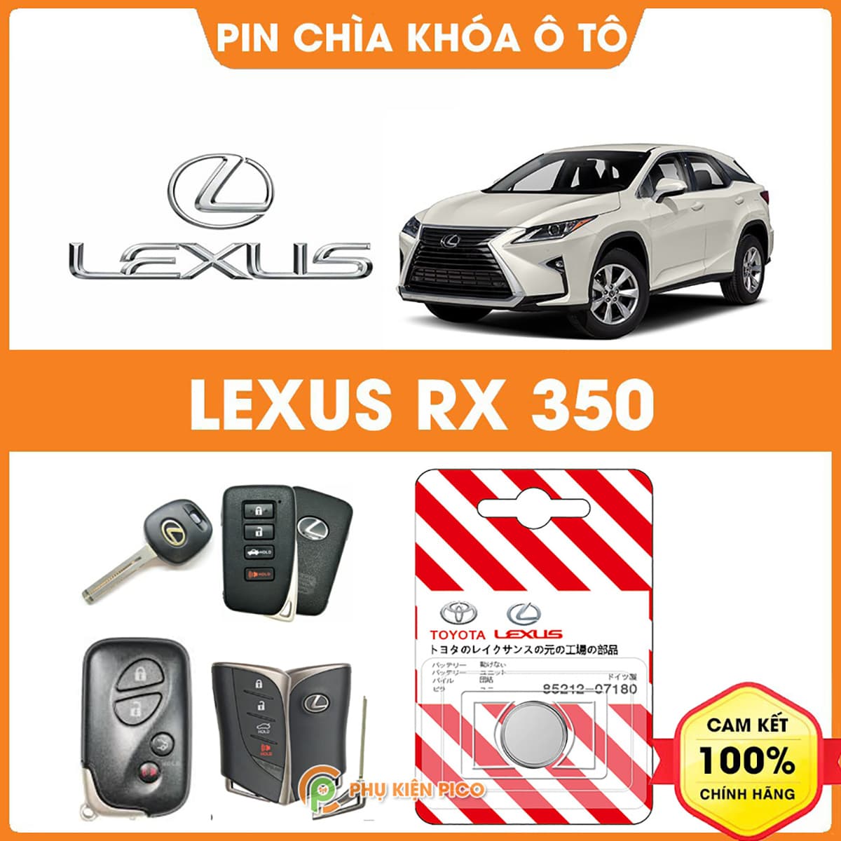 Pin chìa khóa ô tô Lexus RX 350 chính hãng Lexus sản xuất tại Indonesia 3V Panasonic