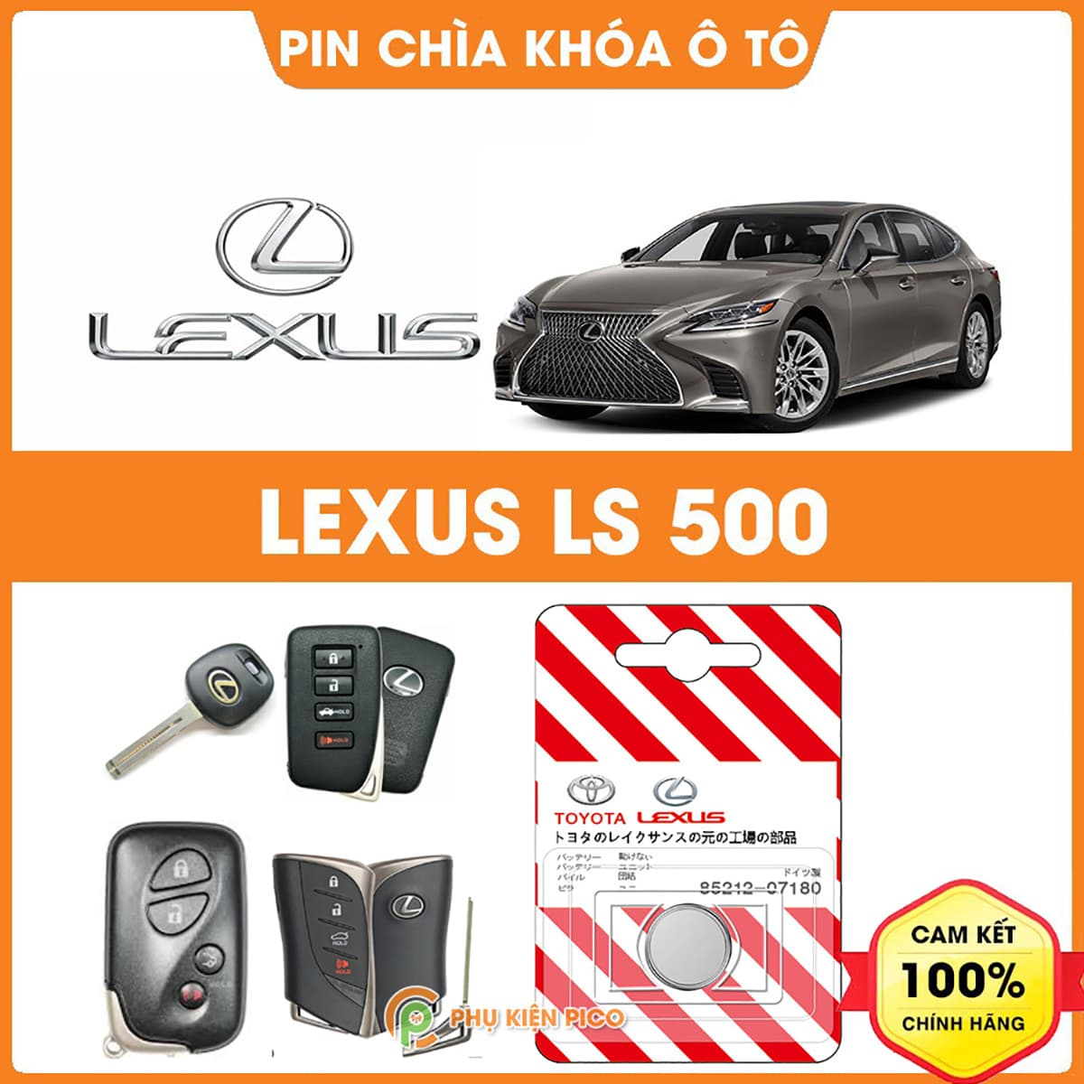 Pin chìa khóa ô tô Lexus LS 500 chính hãng Lexus sản xuất tại Indonesia 3V Panasonic
