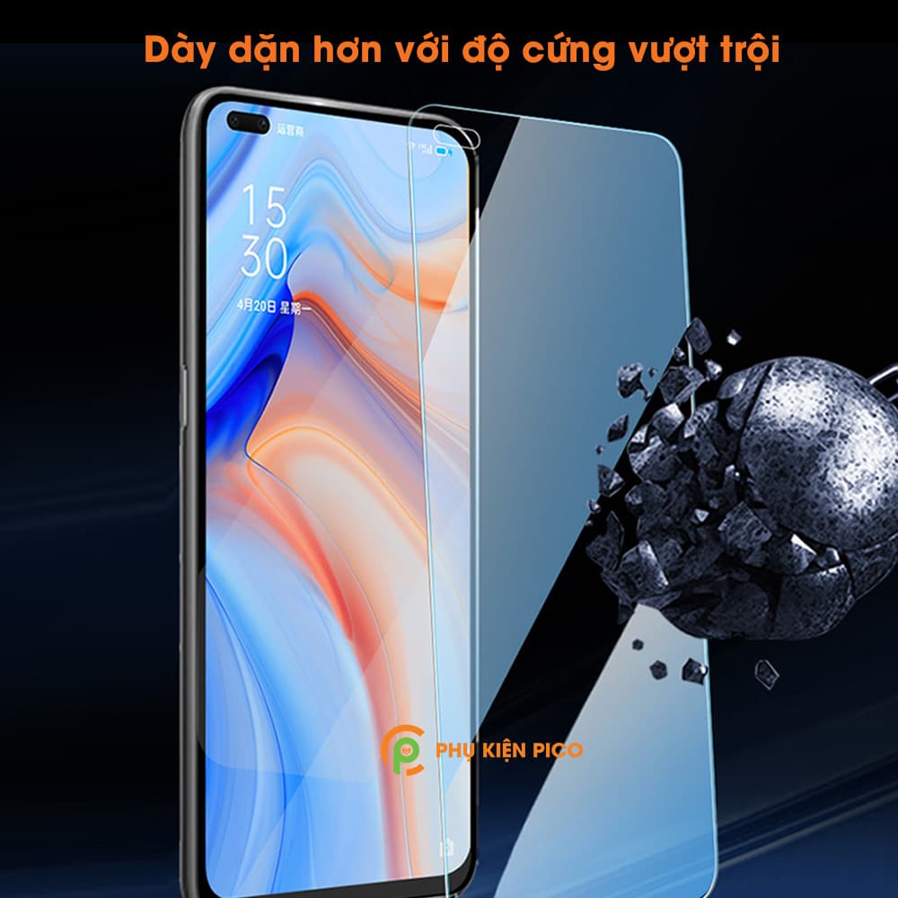 Kính cường lực Oppo Reno 4 trong suốt full màn hình độ cứng 9H chống va đập trầy xước - 6