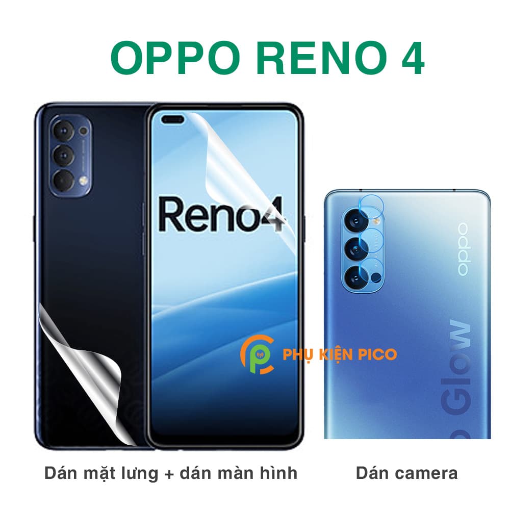 Dán màn hình Oppo Reno 4 và dán lưng Reno 4 và dán camera Reno 4 PPF cao cấp dẻo trong suốt - Combo3