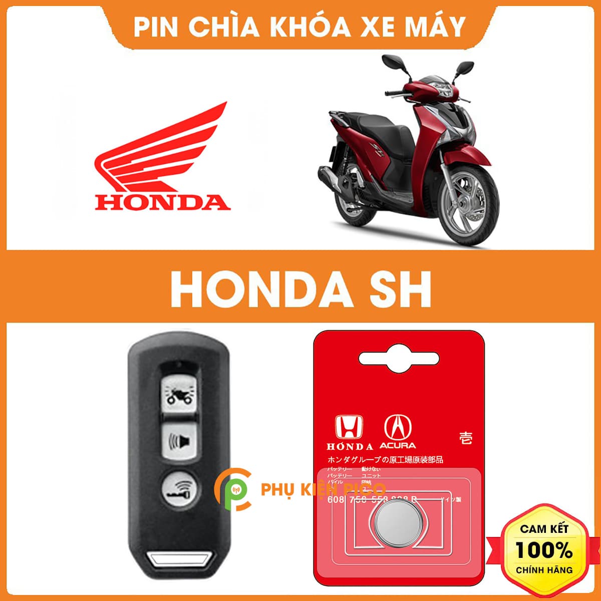 Pin chìa khóa xe máy Honda SH chính hãng Honda sản xuất tại Indonesia 3V Panasonic