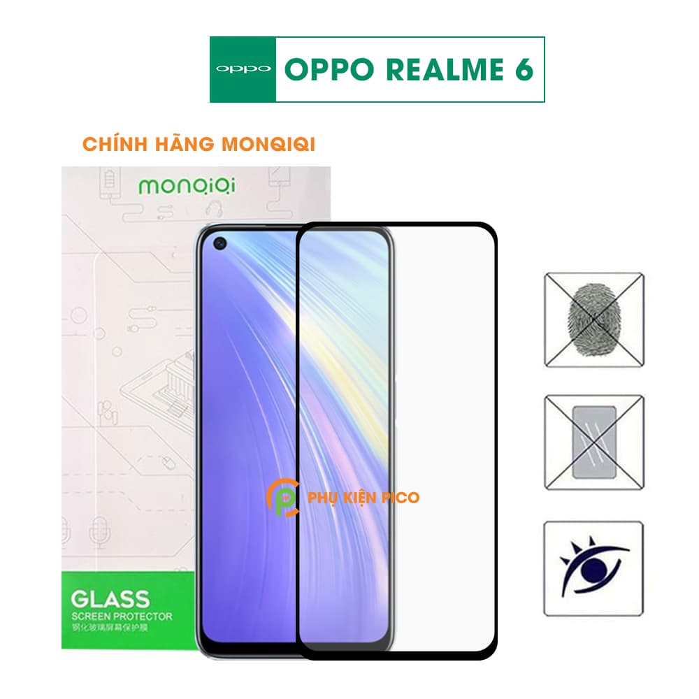 Kính cường lực Realme 6 chính hãng Monqiqi full màn hình viền siêu mỏng độ cứng 9H