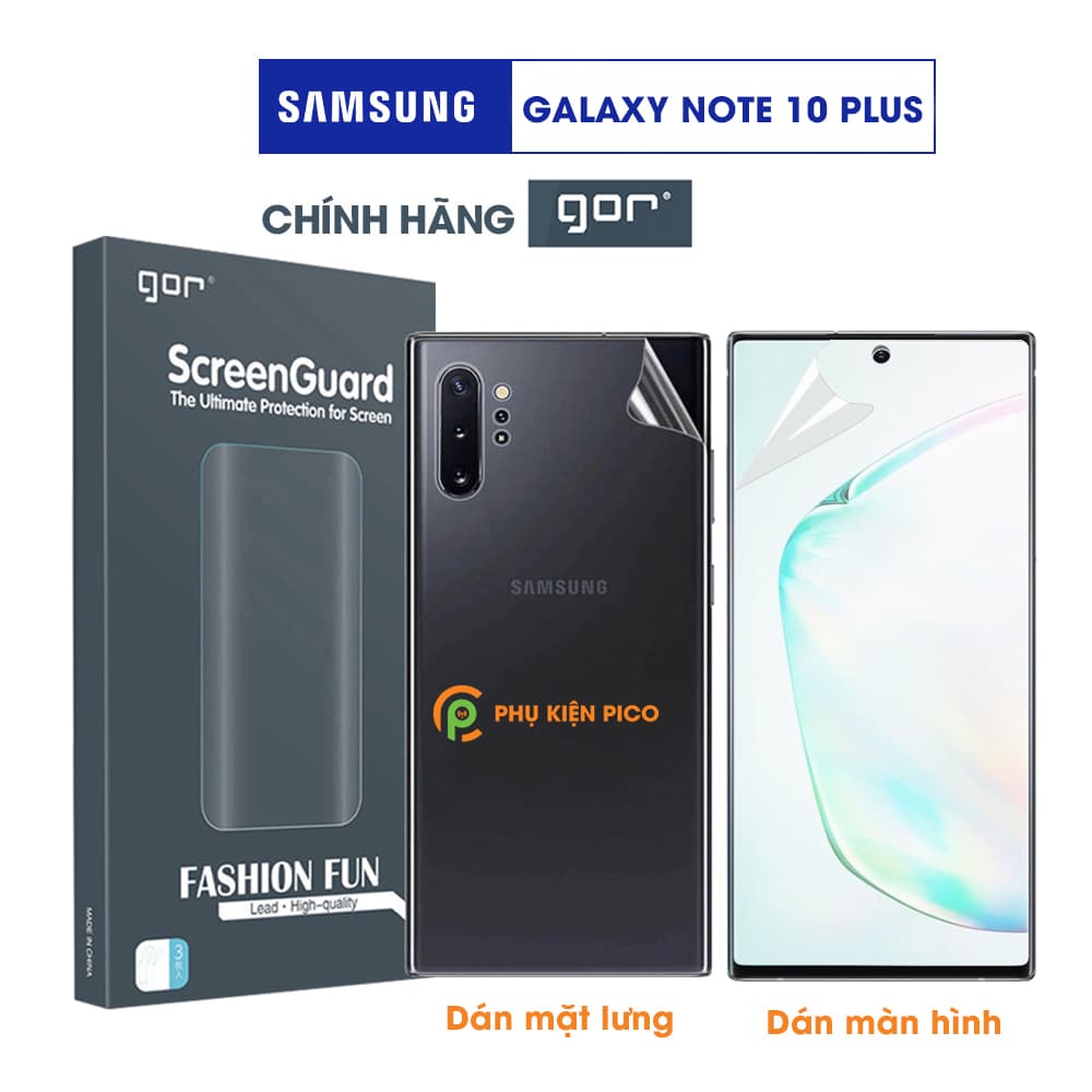 Dán màn hình Samsung Note 10 Plus và dán lưng Samsung Galaxy Note 10 Plus chính hãng Gor PPF dẻo trong suốt - combo2