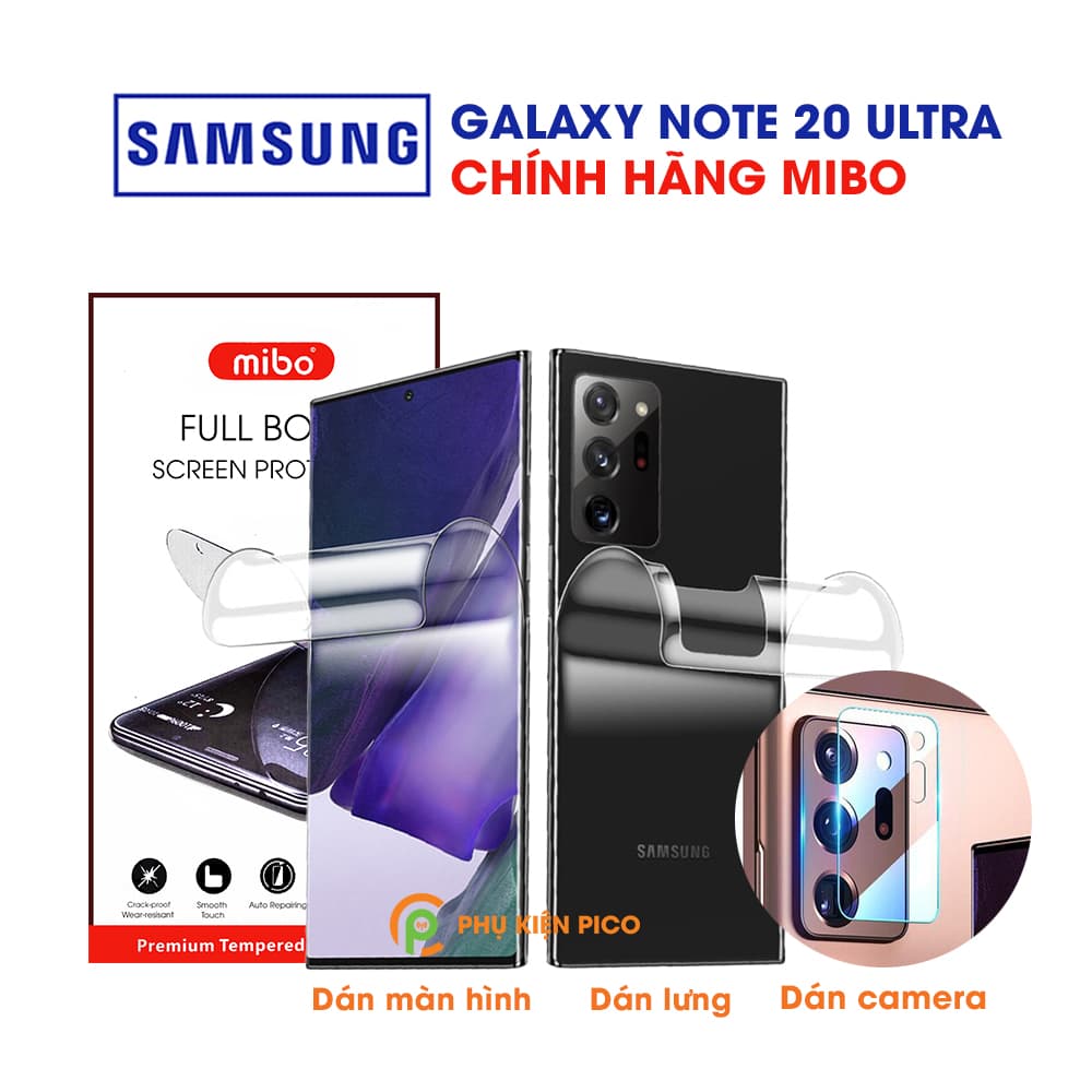 Dán màn hình Note 20 Ultra và Dán lưng Samsung Galaxy Note 20 Ultra chính hãng Mibo PPF và Dán camera - Combo 3