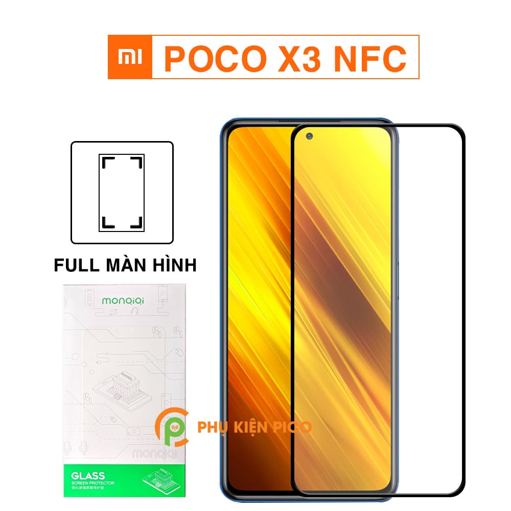 Kính cường lực Poco X3 NFC full màn hình viền đen siêu mỏng 3D Monqiqi – Dán màn hình Xiaomi Poco X3 NFC