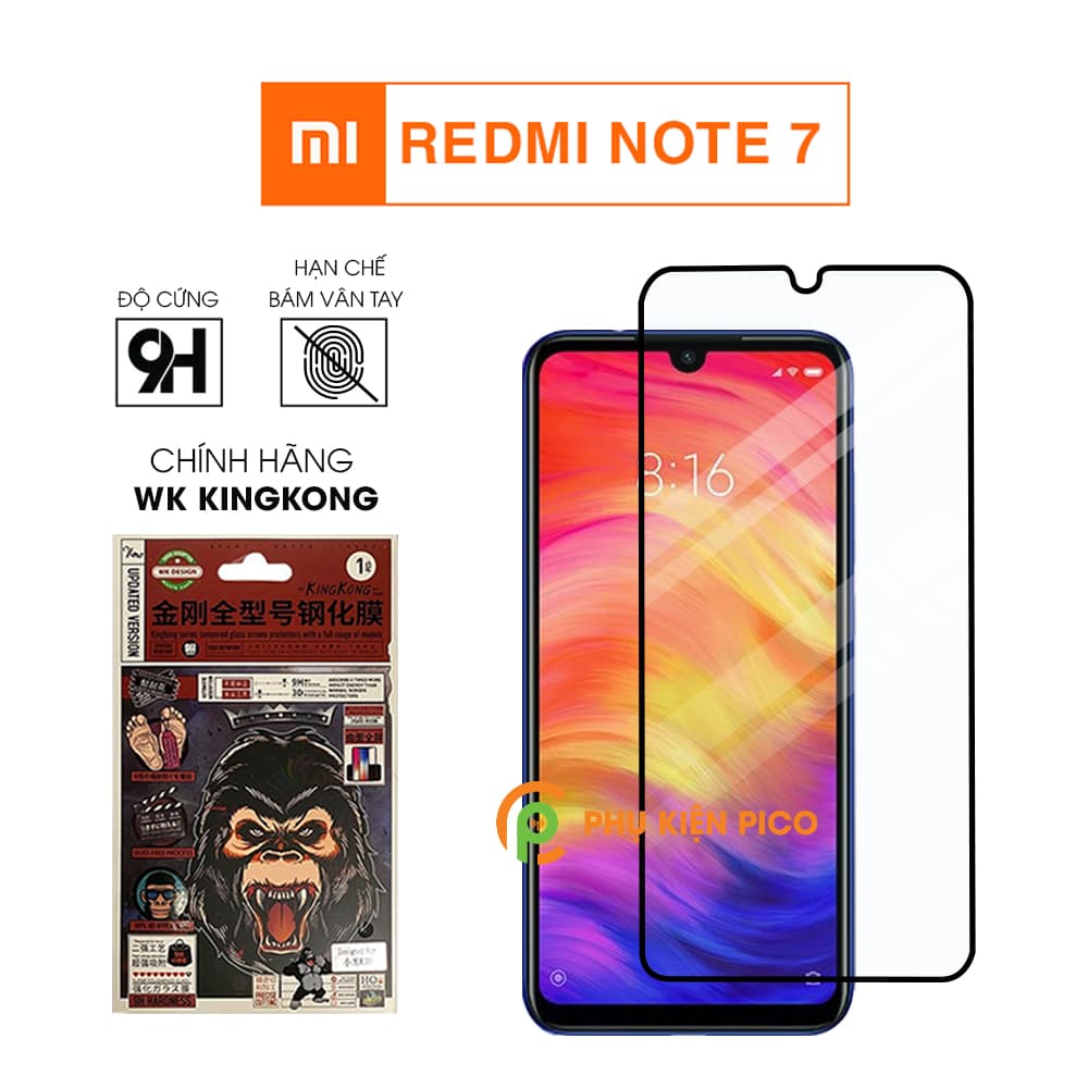 Kính cường lực Redmi Note 7 chính hãng KingKong WK độ cứng 9H – Dán màn hình Xiaomi Redmi Note 7