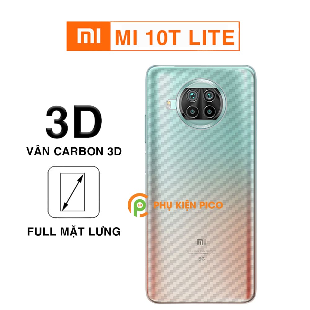 Dán lưng Xiaomi Mi 10T Lite vân Carbon 3D tản nhiệt tốt