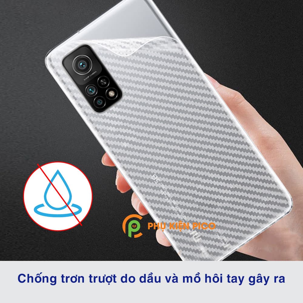 Dán lưng Mi 10T trong suốt nổi vân Carbon 3D tản nhiệt tốt - 7
