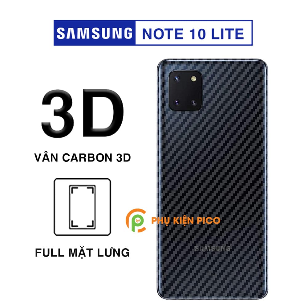Dán lưng Samsung Galaxy Note 10 Lite vân Carbon 3D tản nhiệt tốt