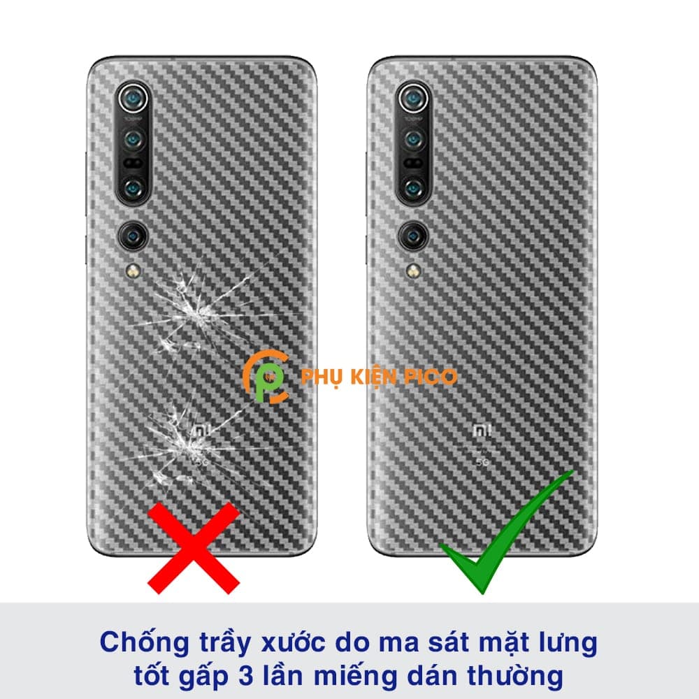 Dán lưng Mi 10 vân Carbon 3D tản nhiệt tốt – Dán lưng vân Carbon Xiaomi Mi 10 - 4
