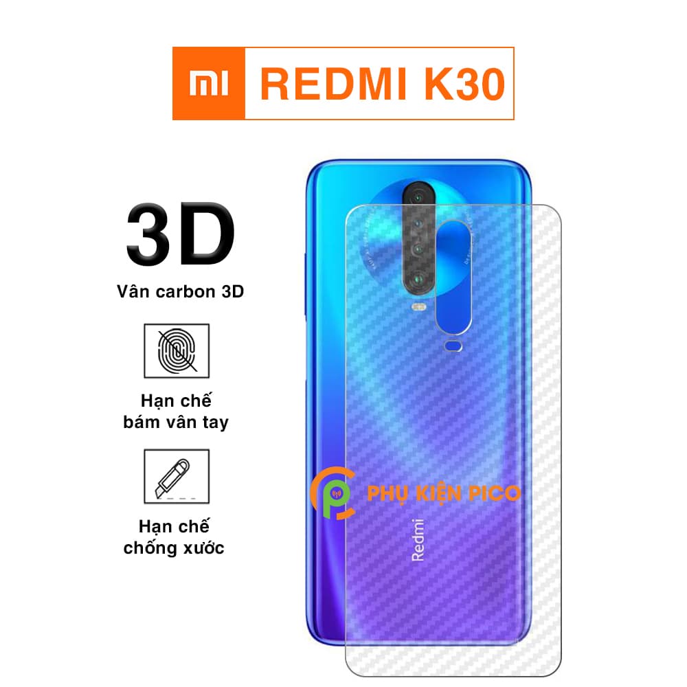 Dán lưng Redmi K30 vân Carbon 3D tản nhiệt tốt – Dán lưng vân Carbon Xiaomi Redmi K30