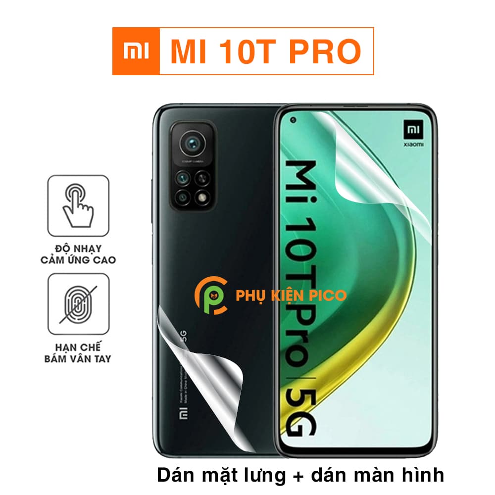 Dán màn hình Mi 10T Pro và Dán lưng Xiaomi Mi 10T Pro PPF cao cấp dẻo trong suốt – Combo 2