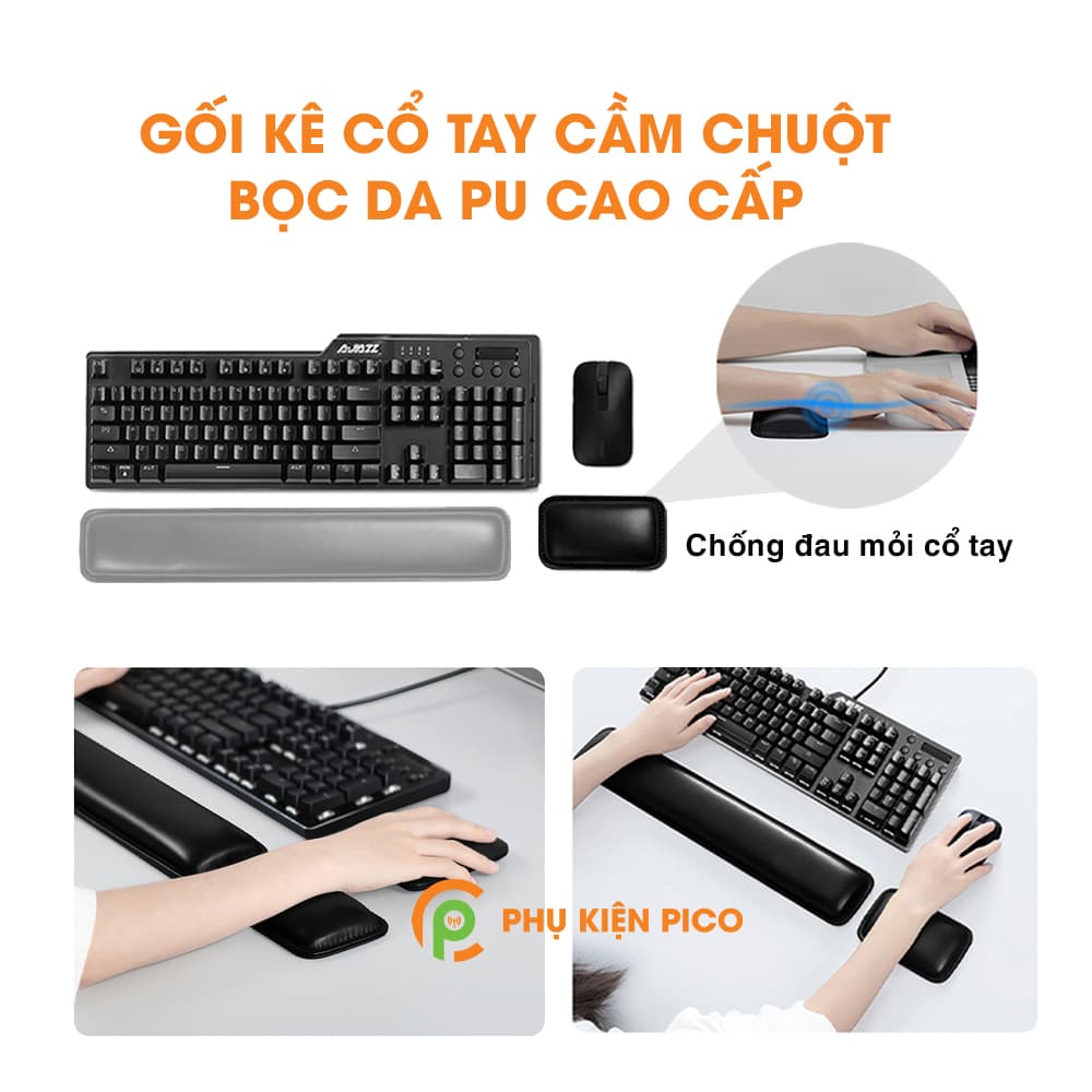Kê tay chuột bọc da PU cao cấp chống đau mỏi cổ tay – Đệm kê tay cho chuột