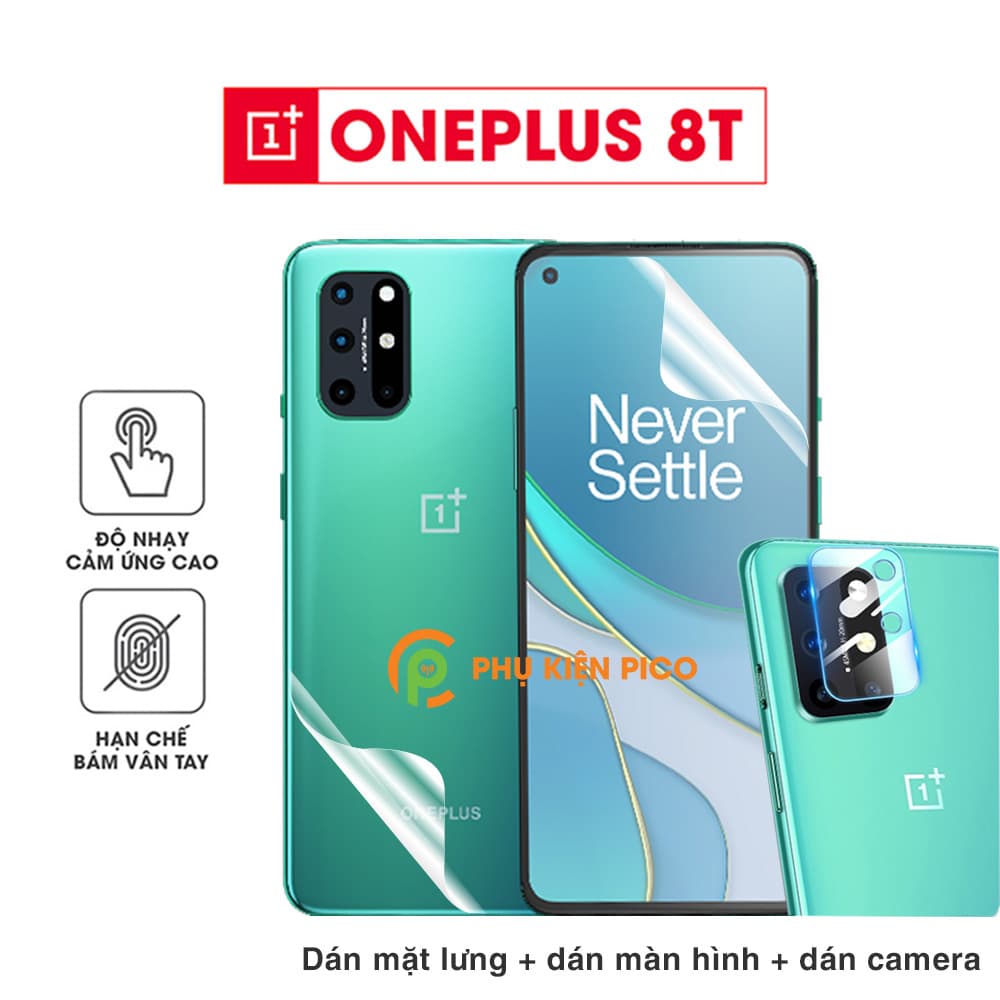 Dán màn hình Oneplus 8T và Dán lưng Oneplus 8T PPF dẻo trong suốt và Cường lực camera Oneplus 8T - Combo 3