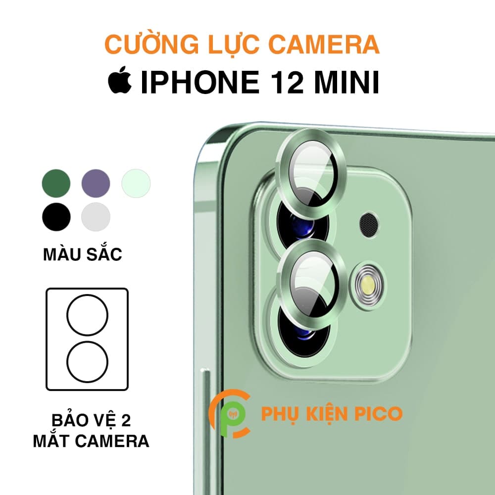 Cường lực camera Iphone 12 Mini viền kim loại chống xước - Vòng bảo vệ có kính Iphone 12 Mini