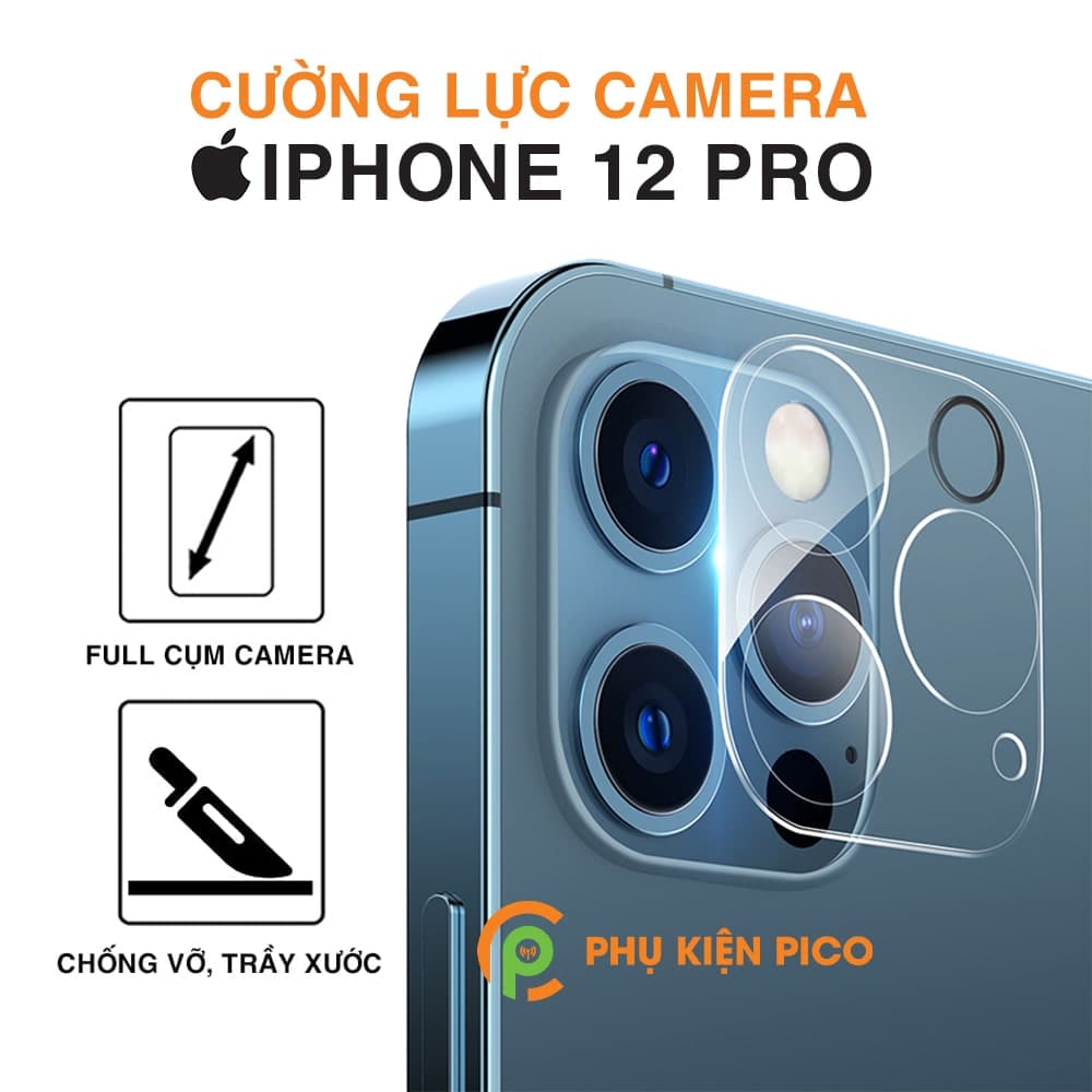 Cường lực camera Iphone 12 Pro bảo vệ full cụm camera độ cứng 9H