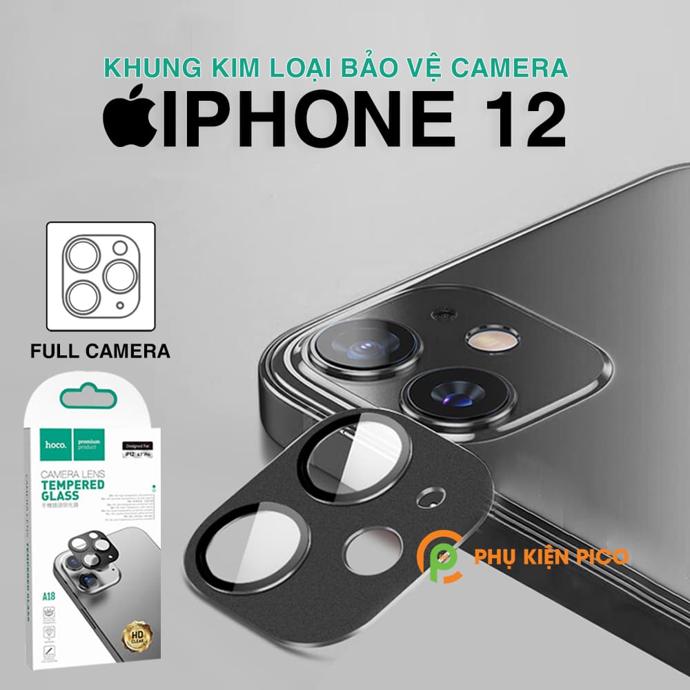 Khung kim loại bảo vệ camera Iphone 12 Pro Max kèm kính cường lực chính hãng Hoco chống trầy xước – Khung bảo vệ cụm camera Iphone 12 Pro Max