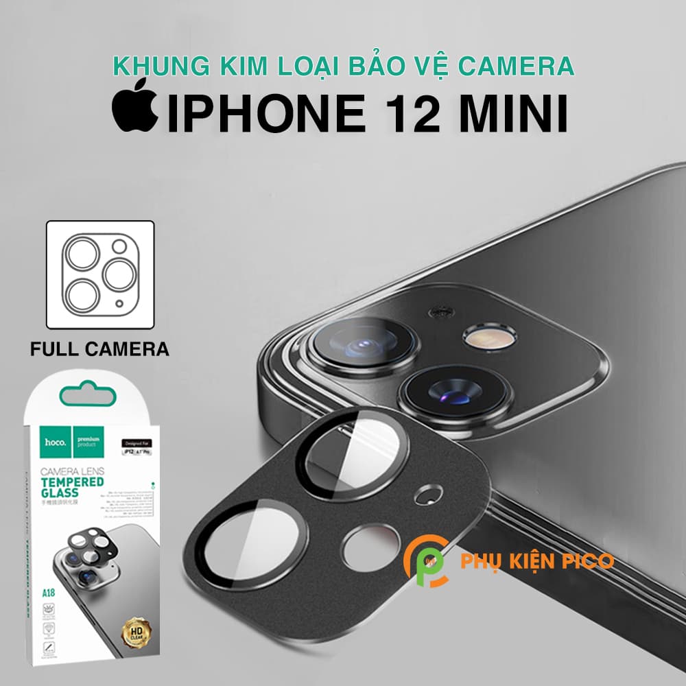 Khung kim loại bảo vệ camera Iphone 12 Mini kèm kính cường lực chính hãng Hoco chống trầy xước – Khung bảo vệ cụm camera Iphone 12 Mini