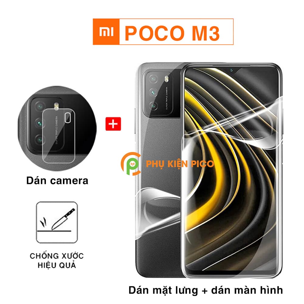 Dán màn hình Poco M3 và Dán lưng Poco M3 PPF cao cấp dẻo trong suốt và Cường lực camera Xiaomi Poco M3 – Combo 3 - 1