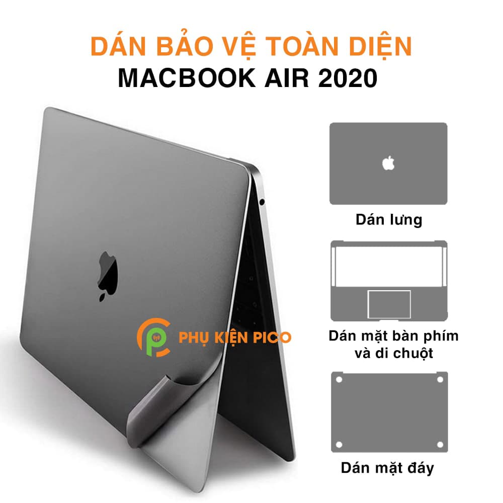 Dán MacBook Air 2020 trọn bộ mặt lưng, mặt đáy, dán mặt bàn phím và di chuột MacBook Air 2020