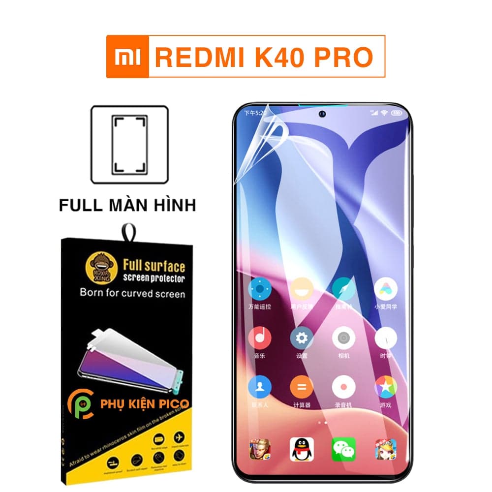 Dán màn hình Xiaomi Redmi K40 Pro full màn trong suốt chính hãng Moxiao Xing