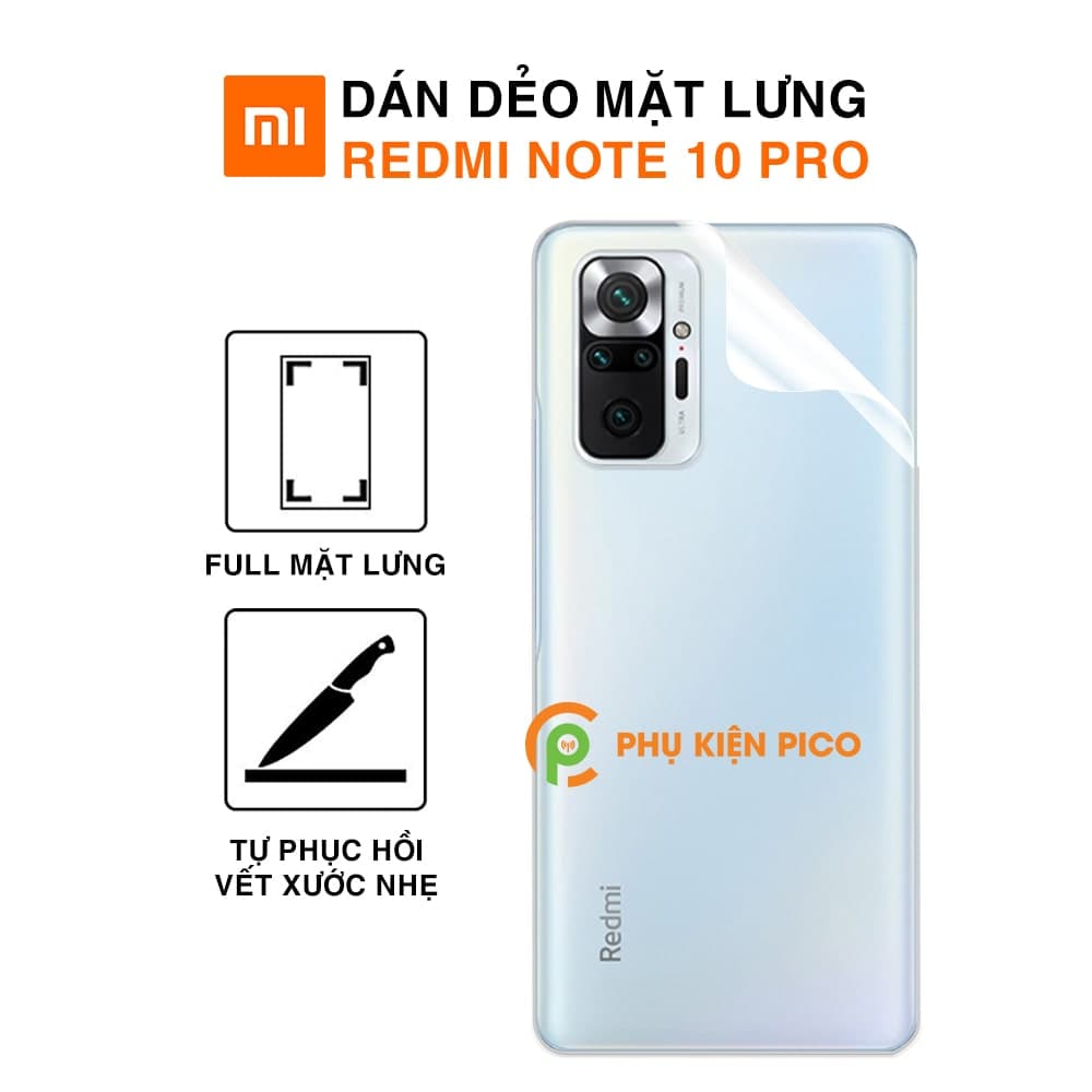 Dán lưng Xiaomi Redmi Note 10 Pro full mặt lưng dẻo trong suốt
