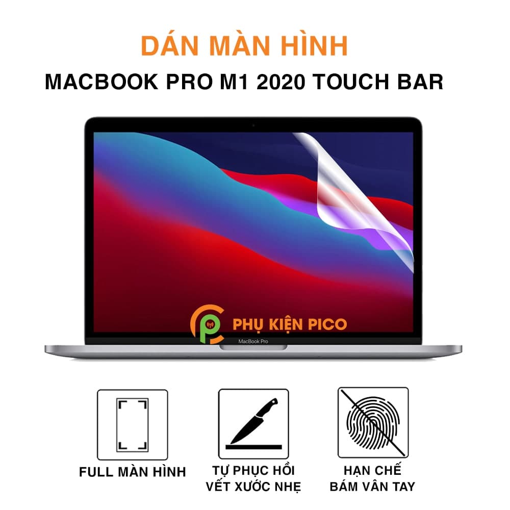 Dán màn hình Macbook Pro M1 2020 Touch Bar cao cấp dẻo trong suốt
