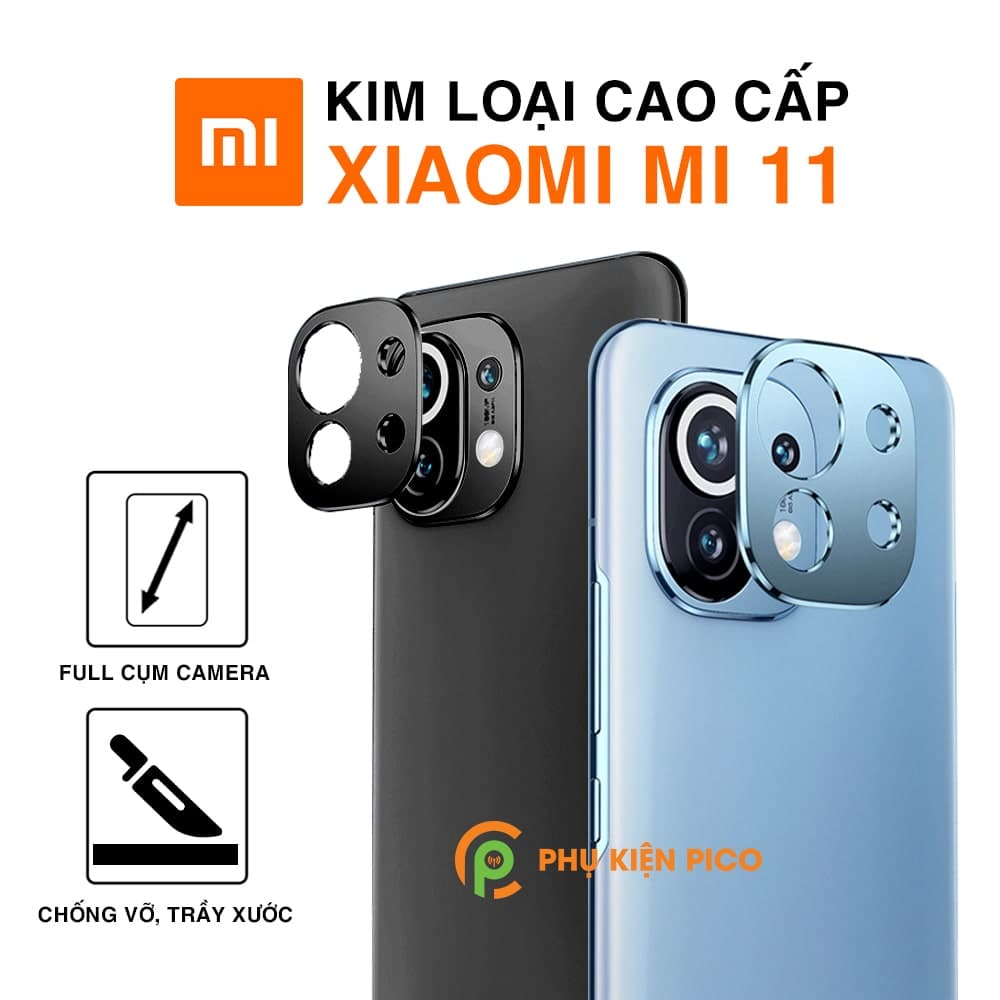 Dán camera Xiaomi Mi 11 khung kim loại bảo vệ an toàn camera sau