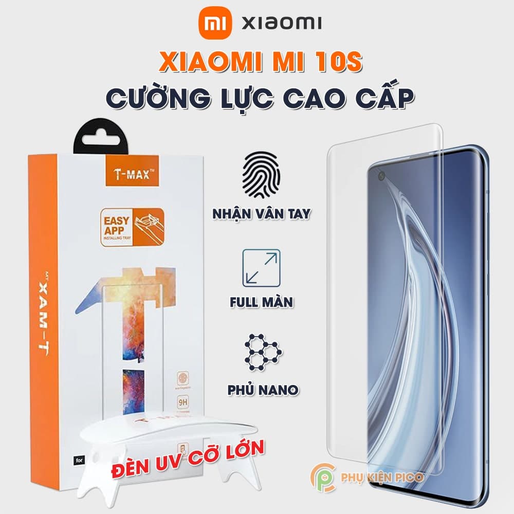 Kính cường lực Xiaomi Mi 10s nhận vân tay trong màn hình đèn UV cỡ lớn T-Max