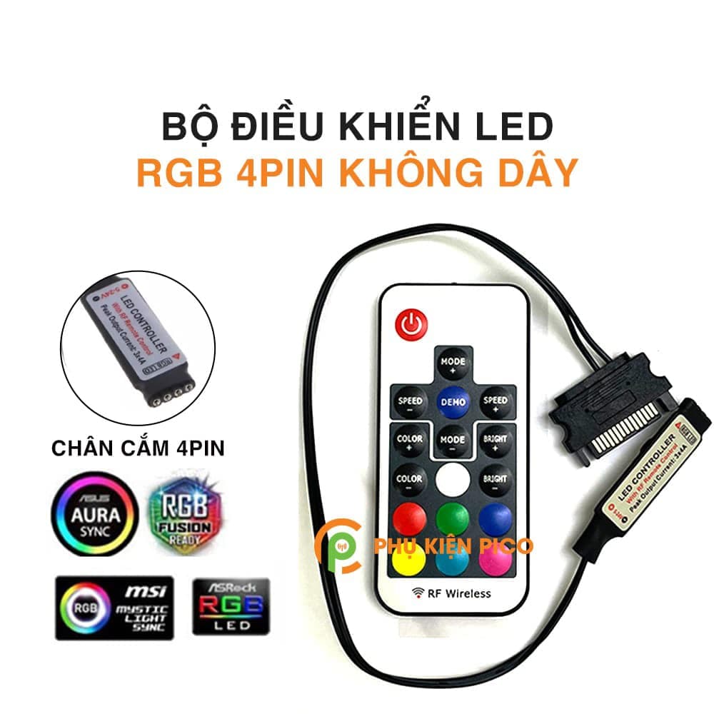 Bộ điều khiển LED RGB 12v 4pin không dây (RGB Led Controller)