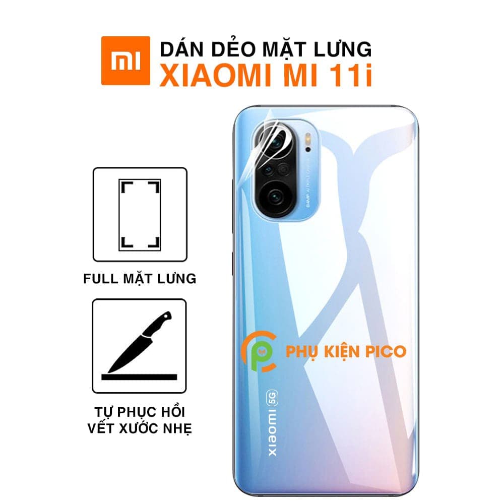 Dán lưng Xiaomi Mi 11i full mặt lưng PPF dẻo trong suốt