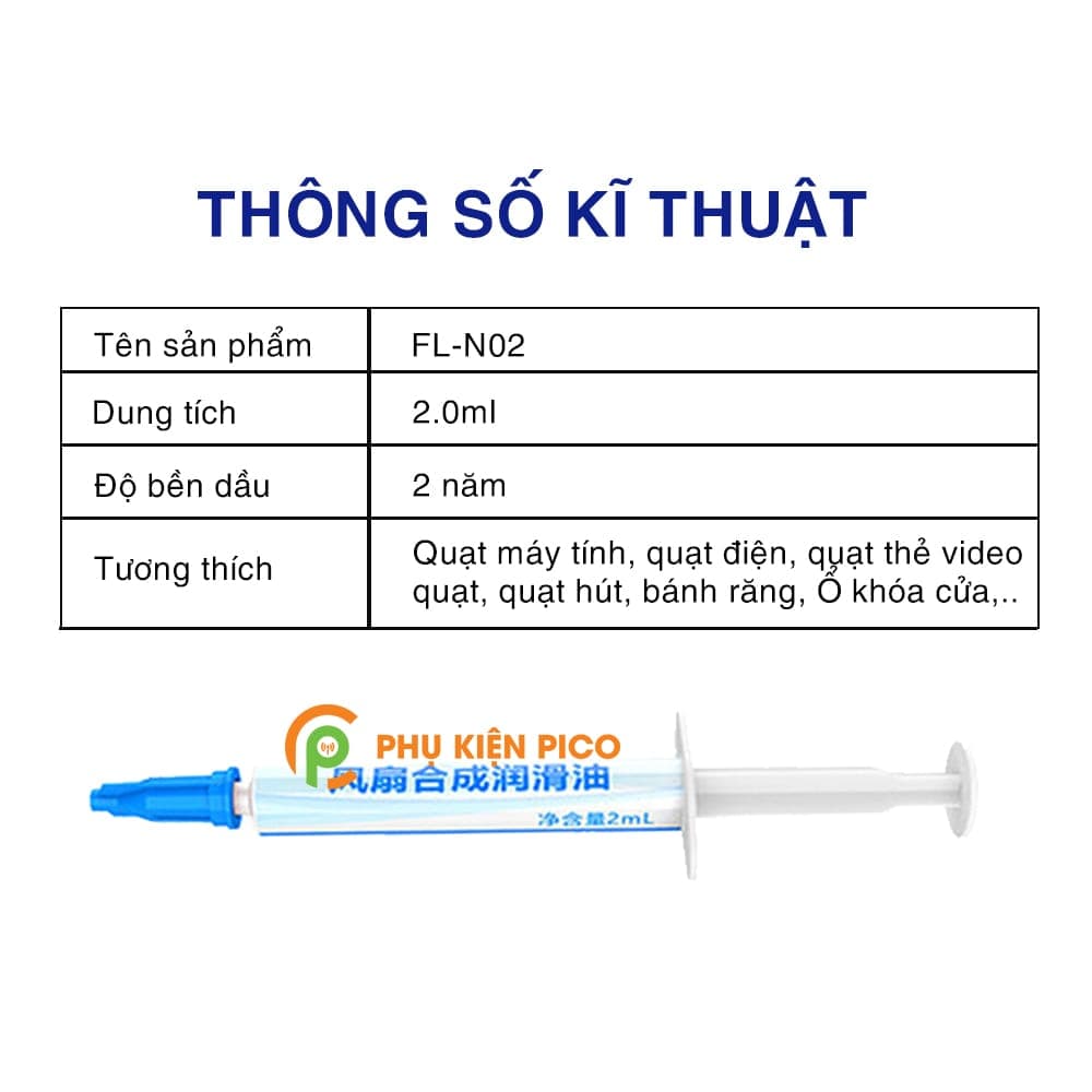 Mỡ tra quạt tản nhiệt máy tính, laptop FL-N02 dầu bôi trơn mỡ bôi trơn 2ml - 6