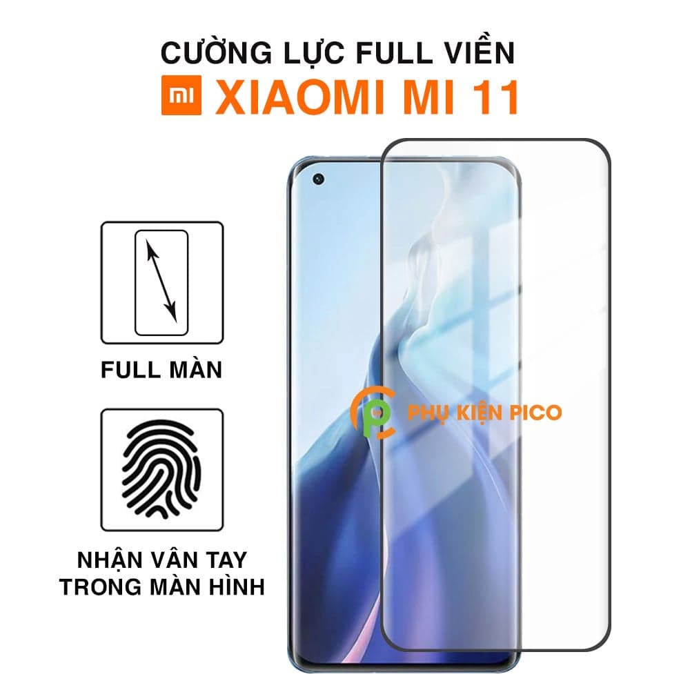 Kính cường lực Xiaomi Mi 11 viền đen siêu mỏng full keo full màn hình