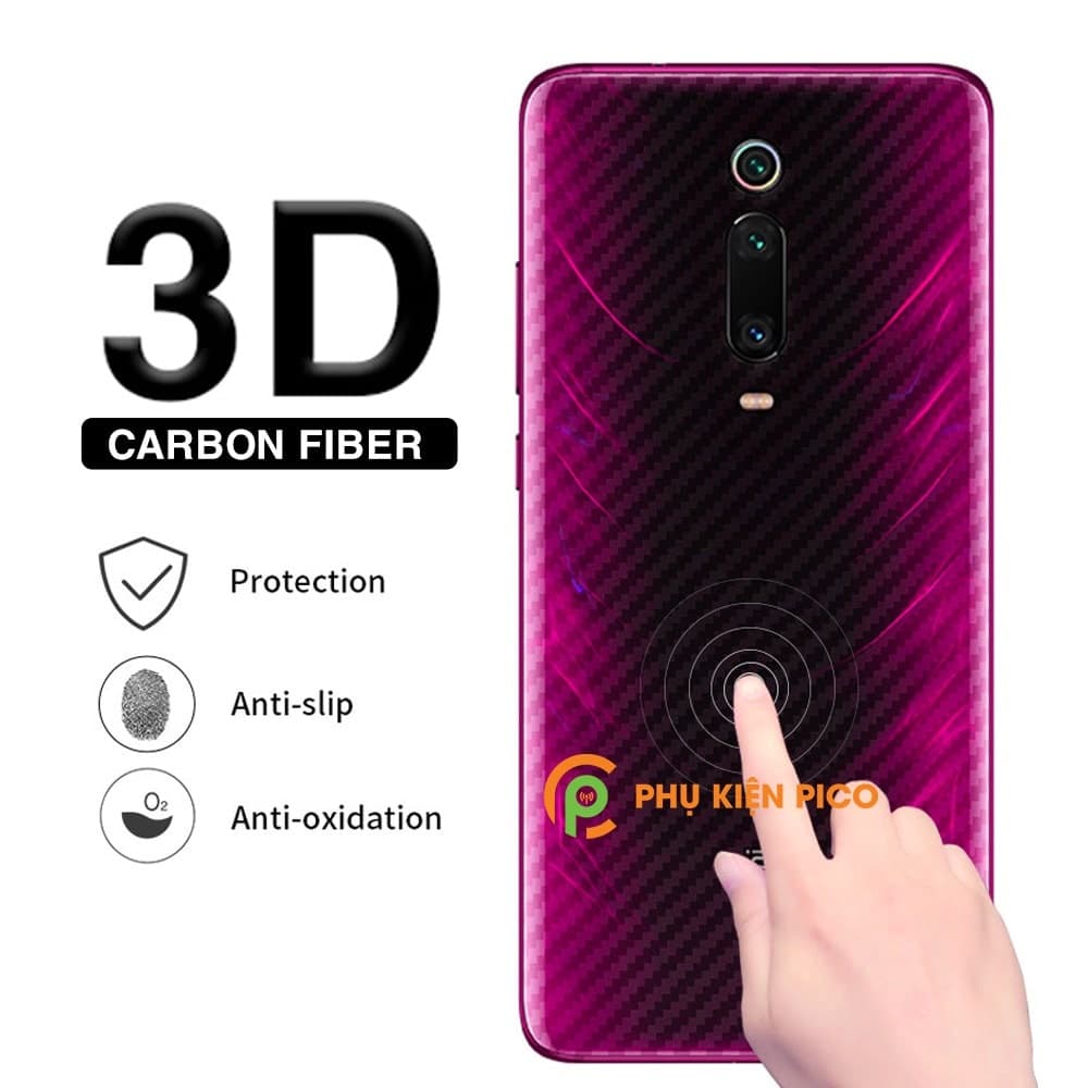 Dán lưng Xiaomi Mi 9T trong suốt nổi vân Carbon 3D tản nhiệt tốt - 5