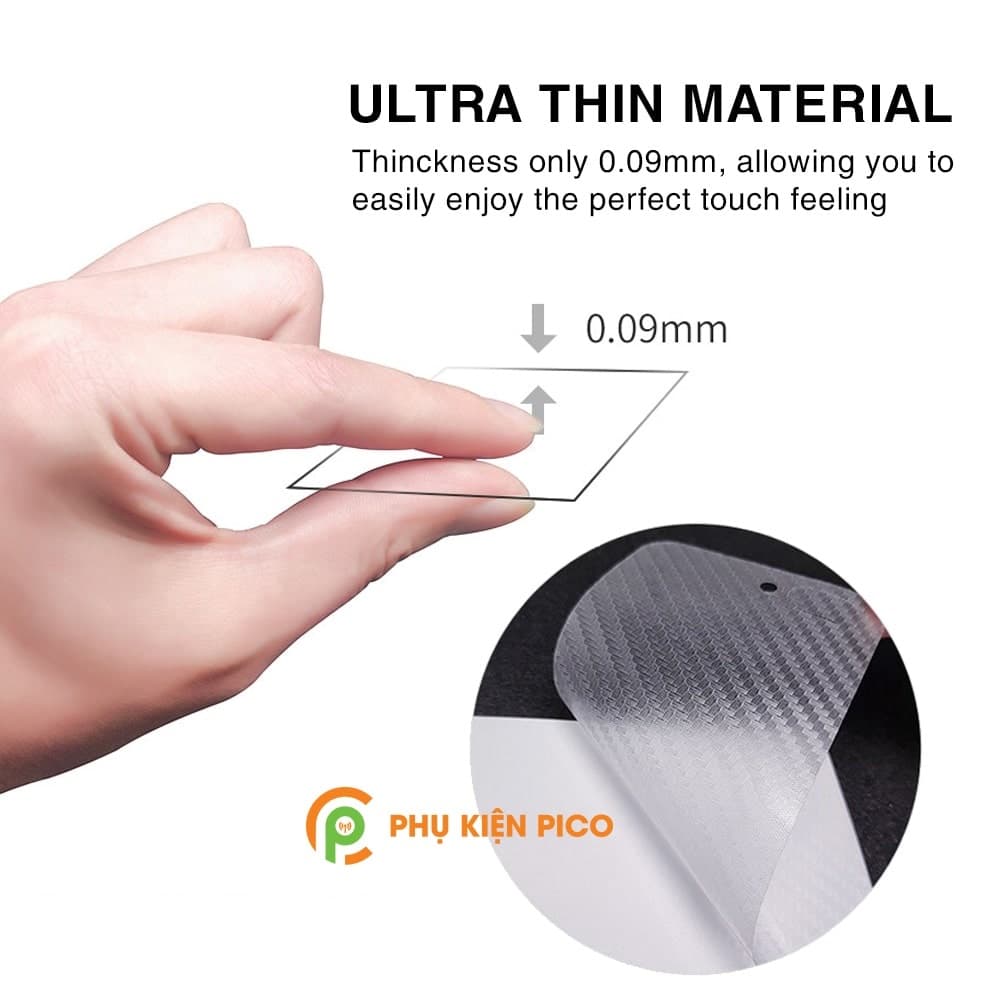 Dán lưng Xiaomi Mi 9T trong suốt nổi vân Carbon 3D tản nhiệt tốt - 4