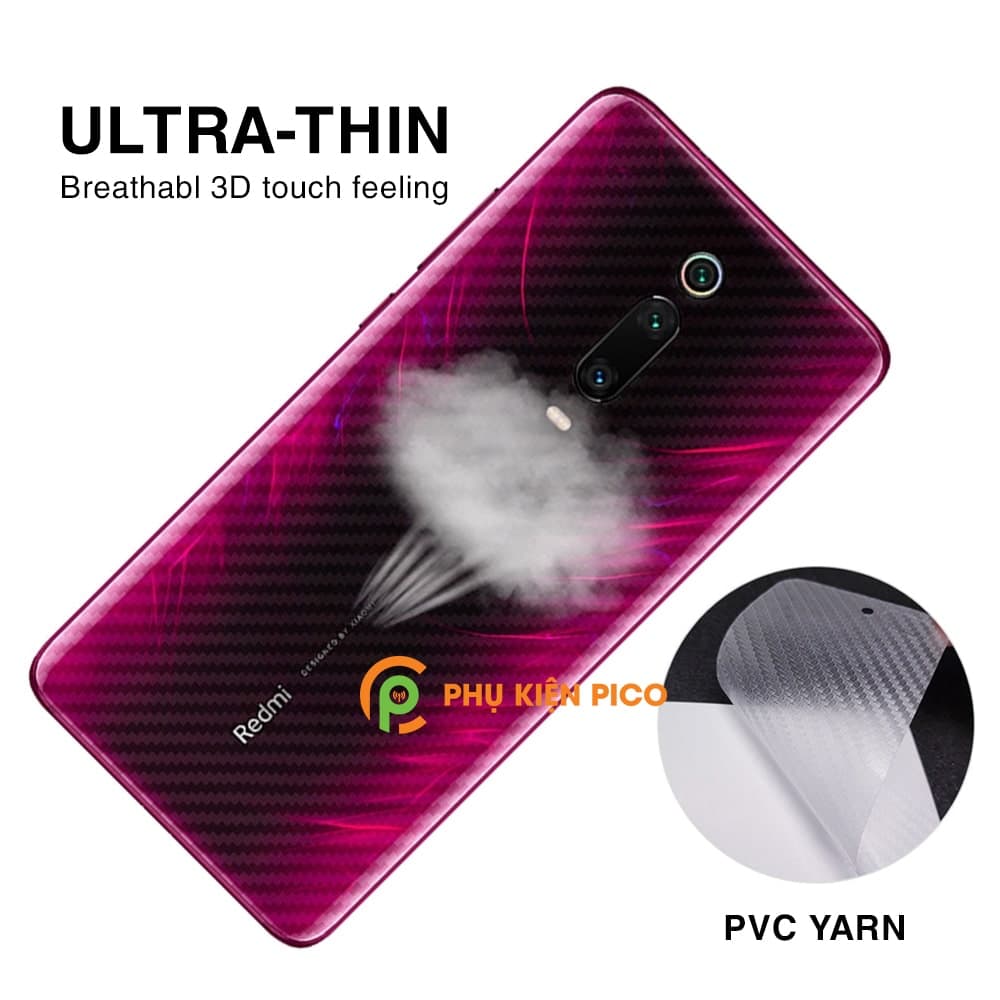 Dán lưng Xiaomi Redmi K20 trong suốt nổi vân Carbon 3D tản nhiệt tốt - 7