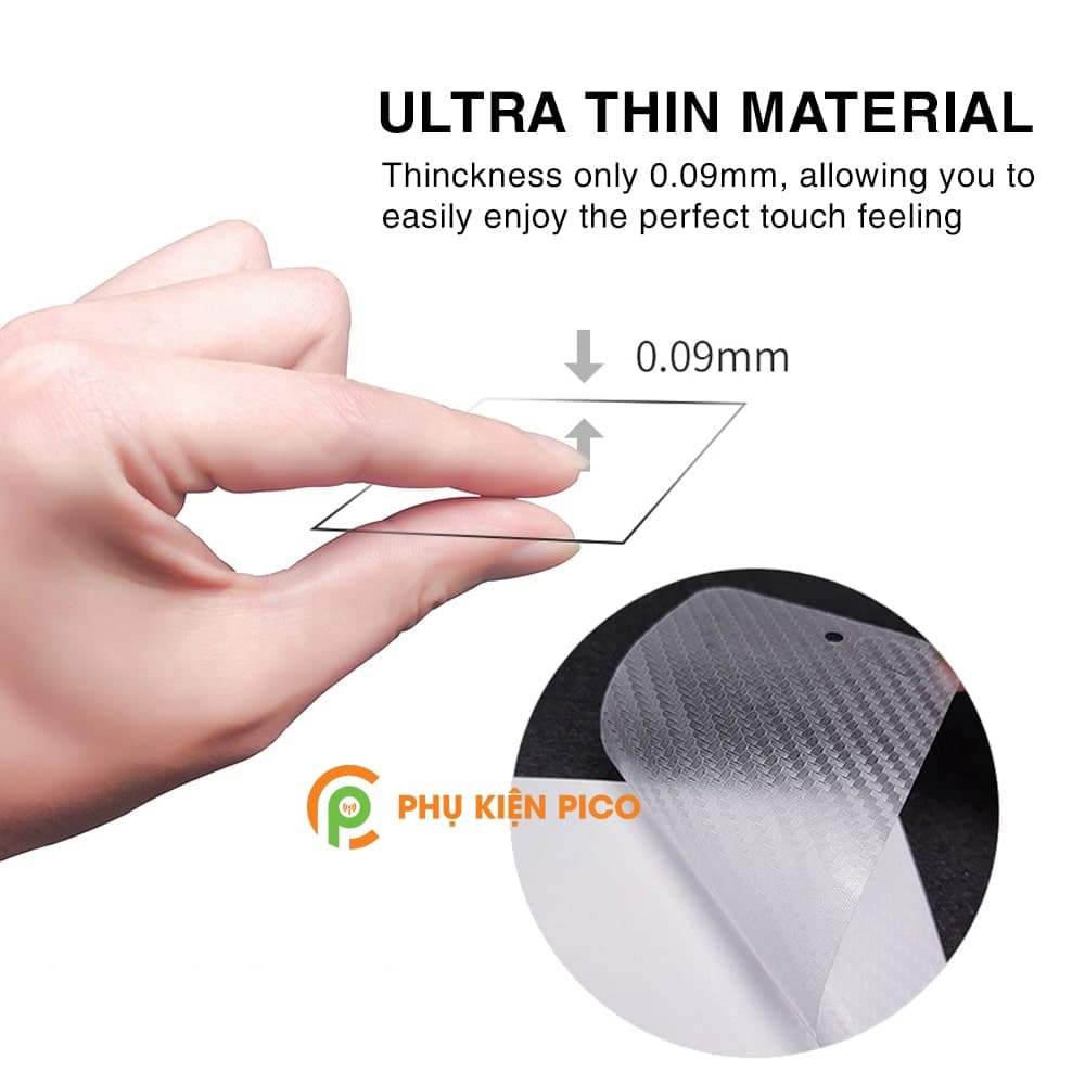 Dán lưng Xiaomi Redmi K20 trong suốt nổi vân Carbon 3D tản nhiệt tốt - 4