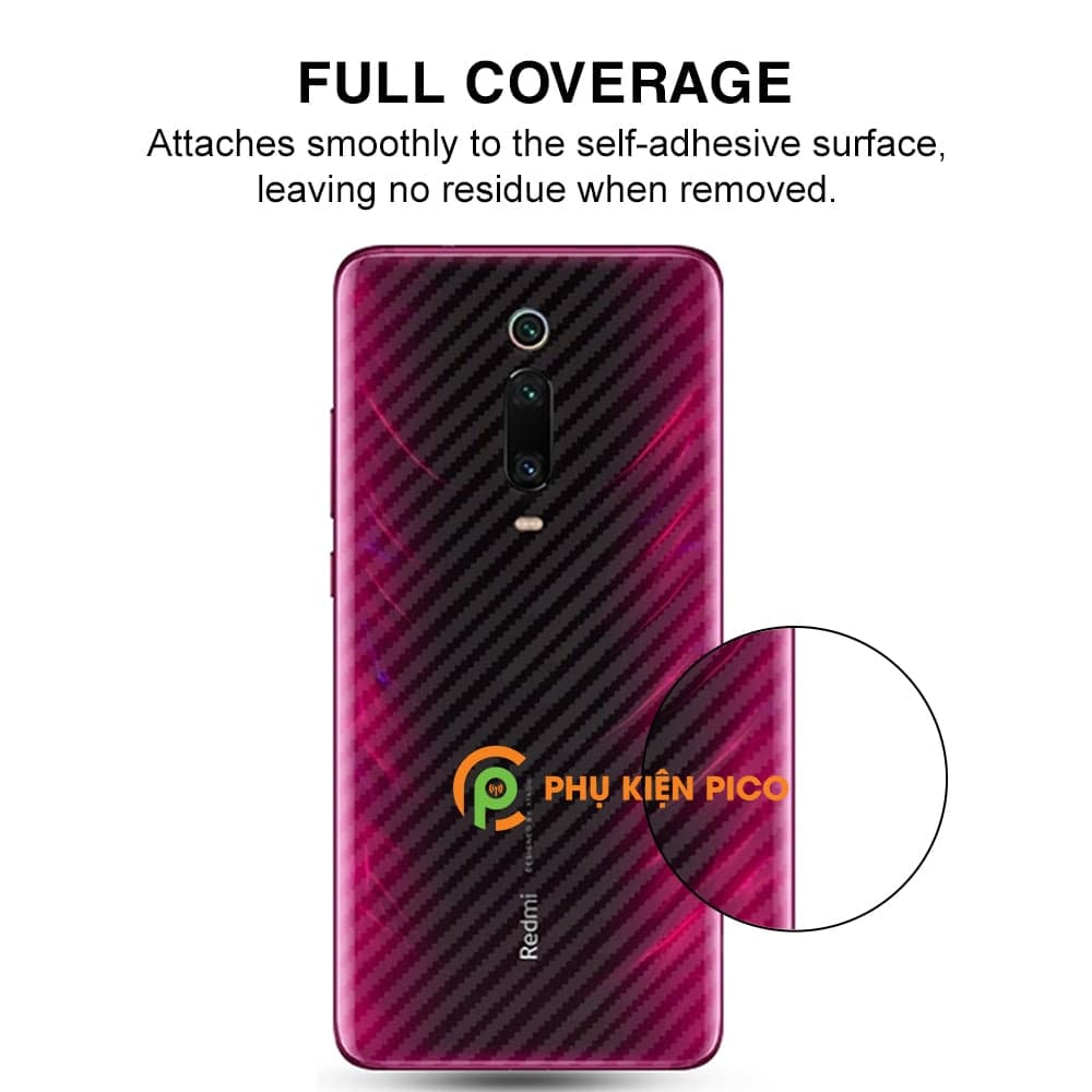 Dán lưng Xiaomi Redmi K20 trong suốt nổi vân Carbon 3D tản nhiệt tốt - 3