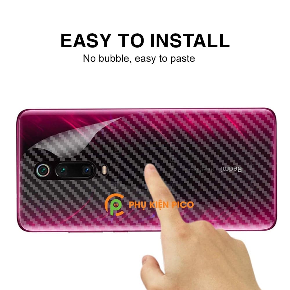 Dán lưng Xiaomi Redmi K20 trong suốt nổi vân Carbon 3D tản nhiệt tốt - 2
