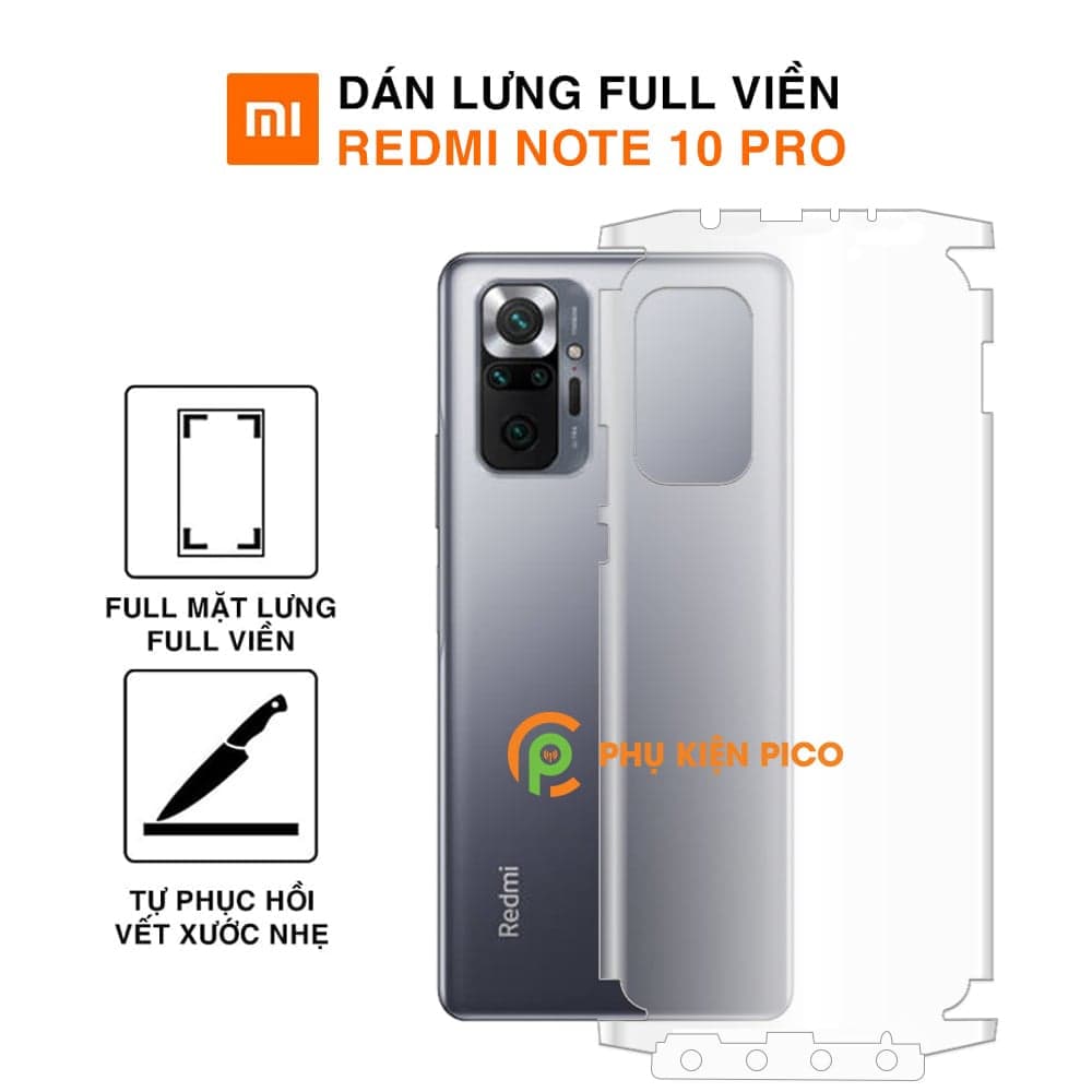 Dán lưng Xiaomi Redmi Note 10 Pro full mặt lưng và viền trong suốt