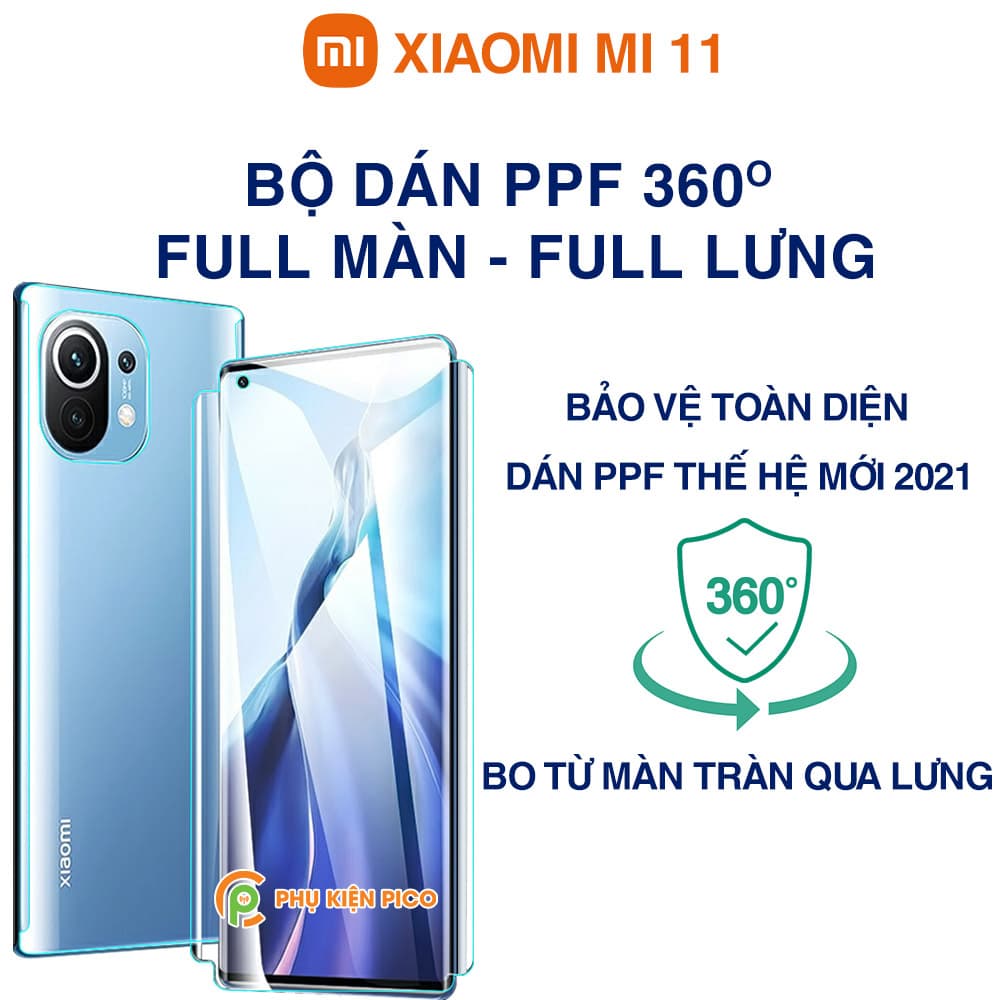 Dán màn hình Xiaomi Mi 11 360 Độ, bo cong trước sau - Dán PPF Mi 11 360 Độ
