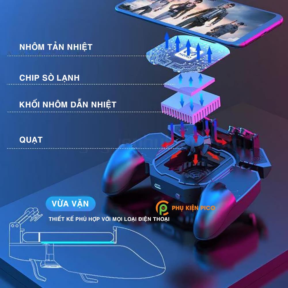Tay cầm chơi game 6 ngón Memo DL88 tản nhiệt sò lạnh hỗ trợ nút kép PUBG Mobile/ Call of Duty/ROS/FreeFire - 5