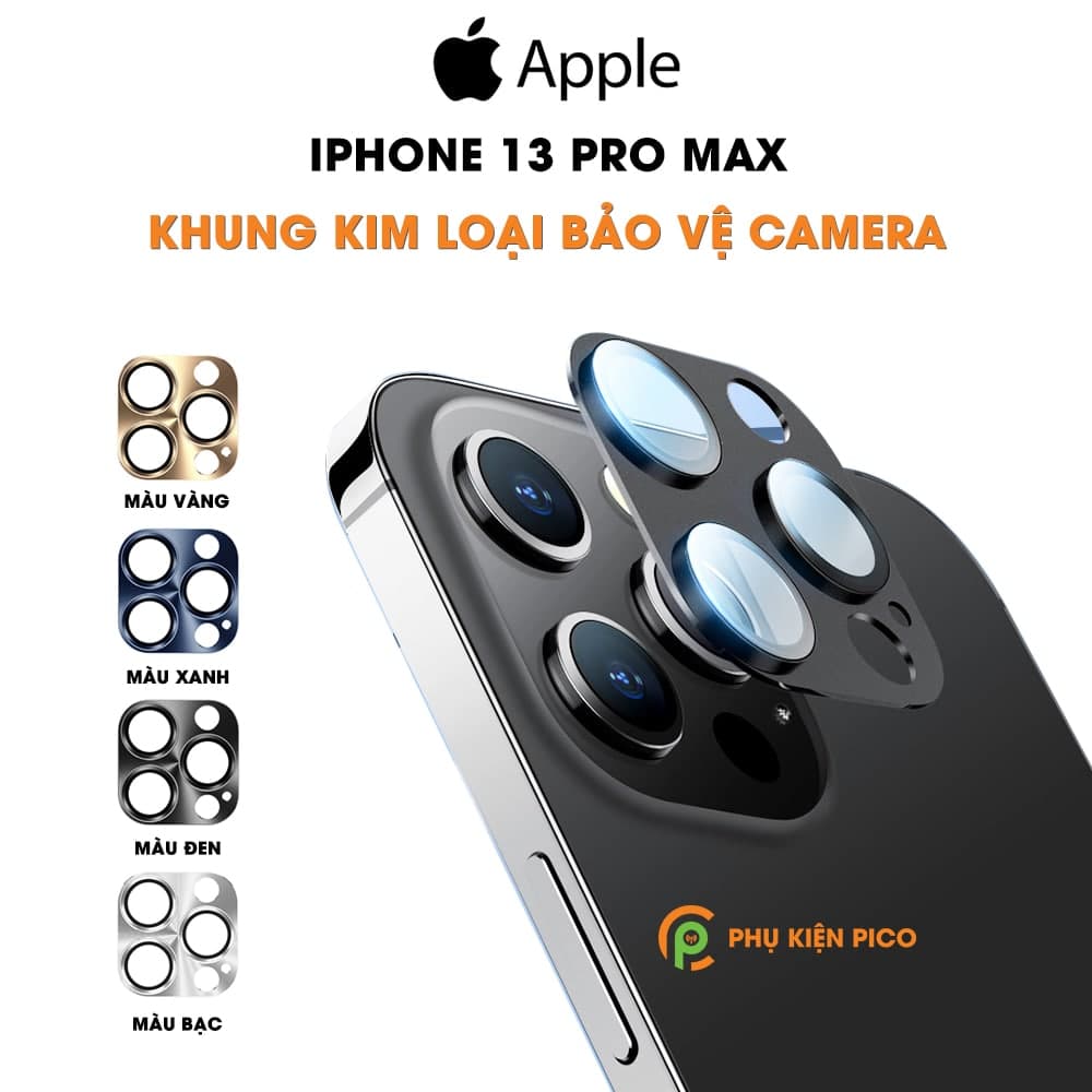 Khung nhôm bảo vệ camera Iphone 13 Pro Max kèm kính cường lực, chống trầy xước va đập