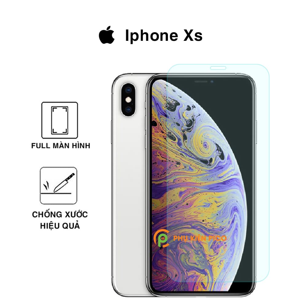 Kính cường lực Iphone Xs full màn hình trong suốt độ cứng 9H