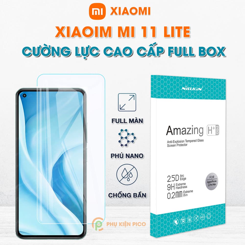 Kính cường lực Xiaomi Mi 11 Lite full màn hình chính hãng Nillkin H+ Pro