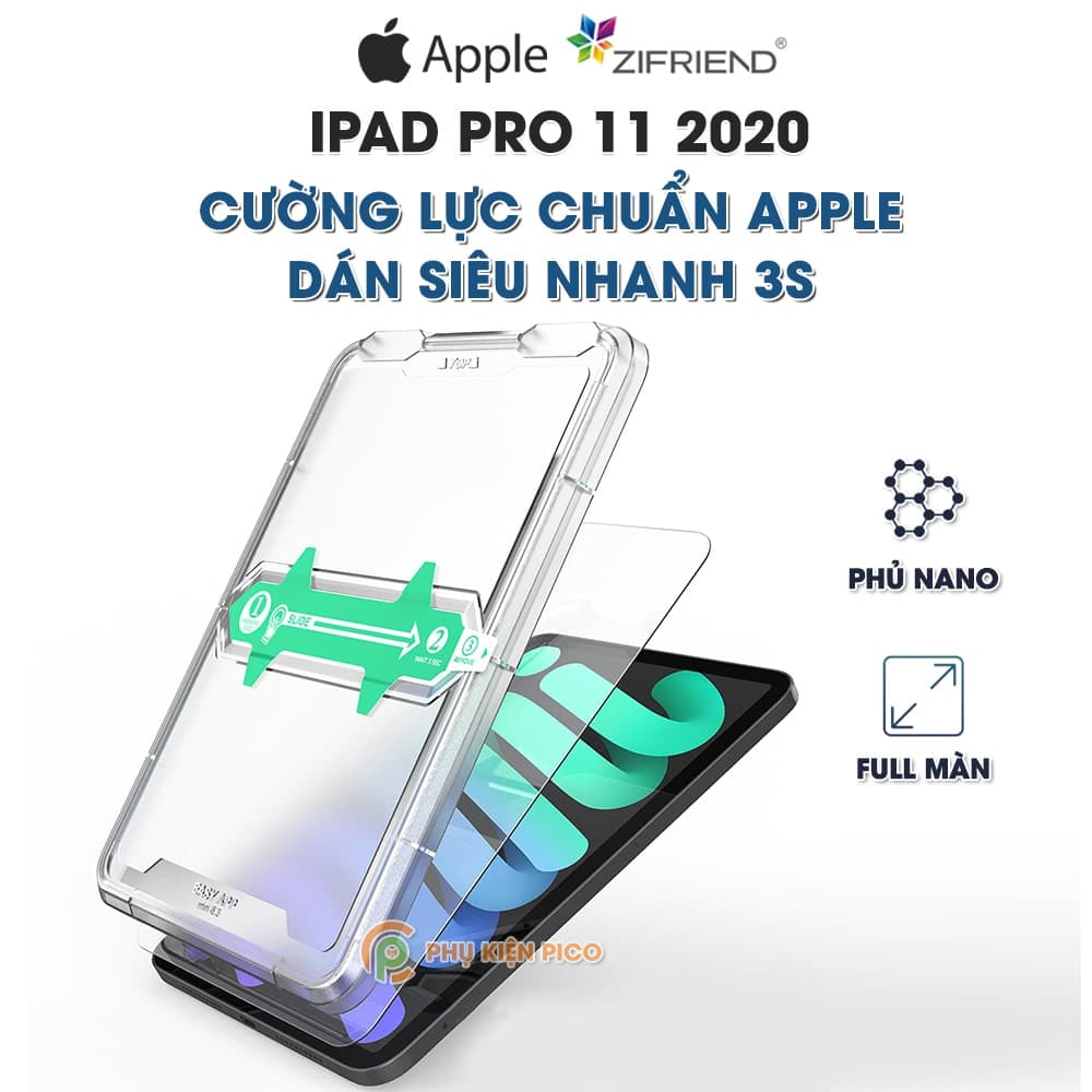 Kính cường lực Ipad Pro 11 2020 chính hãng ZIFRIEND khung dán tự động full màn hình