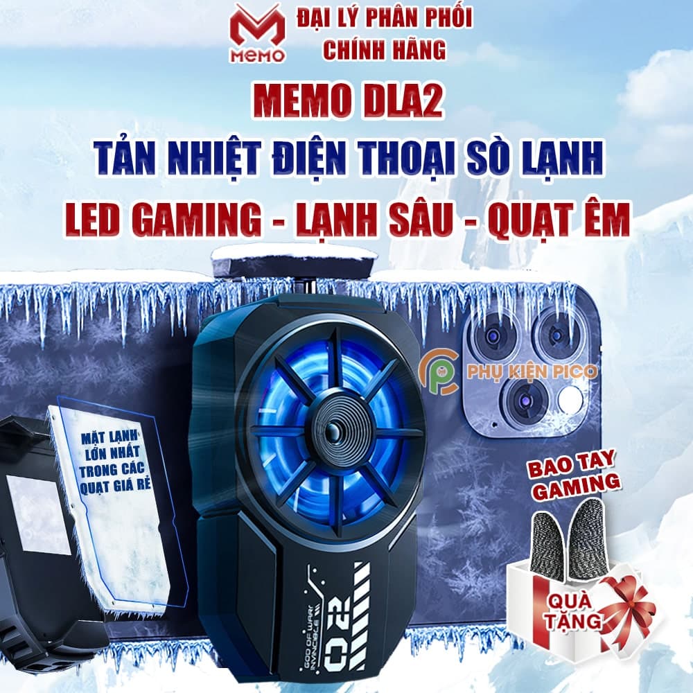 Quạt tản nhiệt điện thoại Memo DLA2 Quạt sò lạnh thế hệ mới Led Gaming RGB