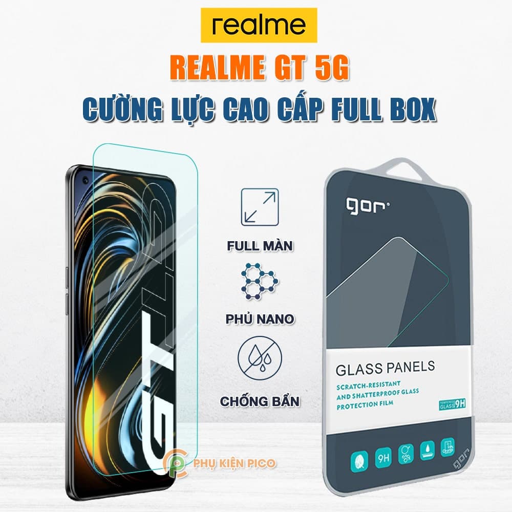 Kính cường lực Realme GT 5G full màn hình chính hãng Gor phủ nano