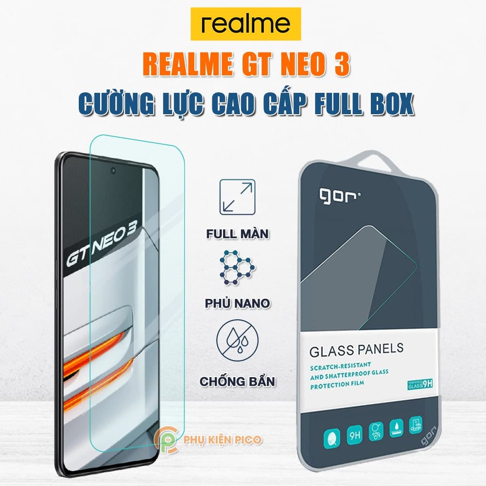 Kính cường lực Realme GT Neo 3 full màn hình chính hãng Gor phủ nano