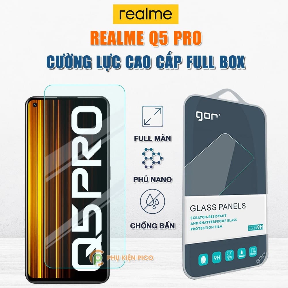 Kính cường lực Realme Q5 Pro full màn hình chính hãng Gor phủ nano